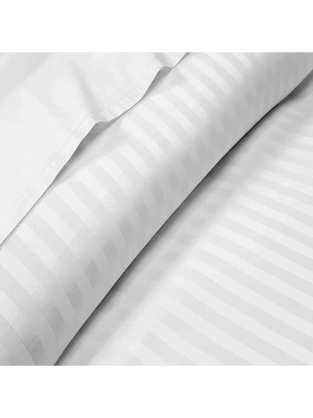 Sobel Westex White King Duvet Cover 320 Cotton Blend Strip Pattern Hotel Quality
